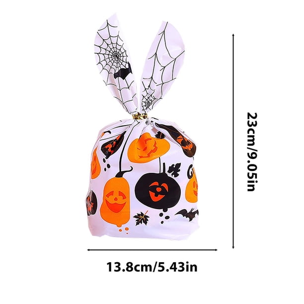 Pisexur Batería de cocina 50 bolsas de embalaje para orejas de Halloween, bolsas de dulces de calabaza, bolsas para refrigerios, bolsas para hornear galletas, bolsas para la cocina del hogar