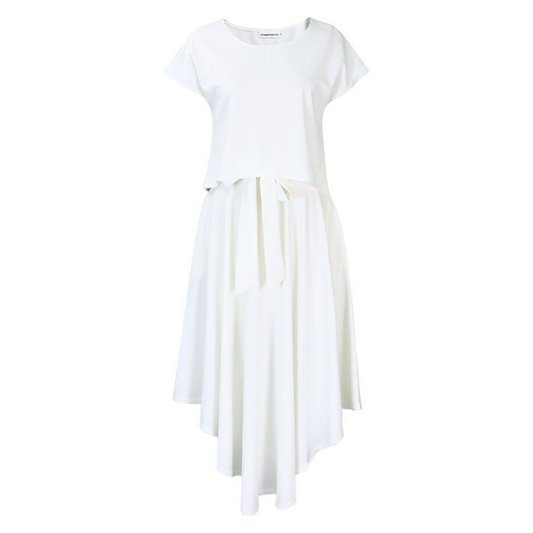 Womens 2 Pieces Outfits Dress Sets Ruffle Floral Tank Top Boho Belt Lace Up Long Skirt Set Solid Color Officewear Dresses Uniform Summer Elegant Skirt