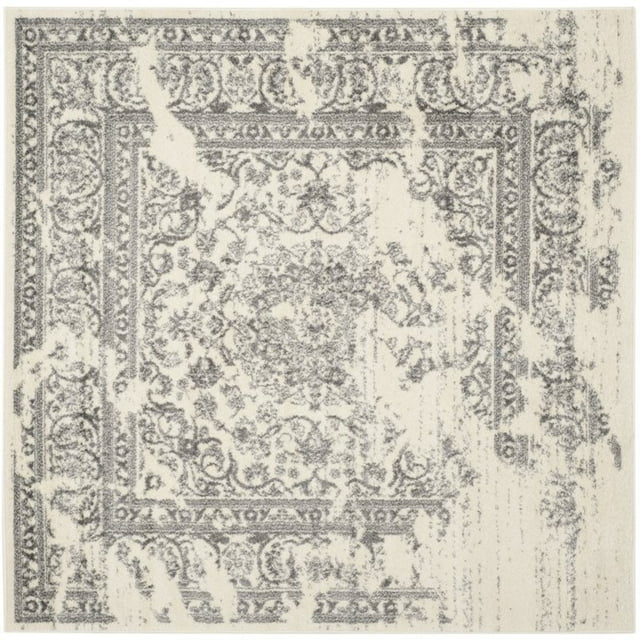 Safavieh Adirondack Collection ADR101B Ivory and Silver Oriental Vintage Square Area Rug (10' Square)