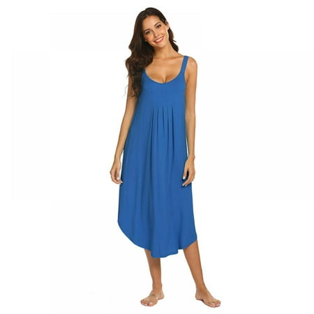 

URMAGIC Women Sleeveless Tank Nightgowns Wide Strap Chemise Full Slip Sleep Dress