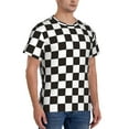 thumbnail image 2 of Bixox Men's Black and White Checkerboard Printed Short Sleeve Skinny Athletic T-Shirt, 2 of 6