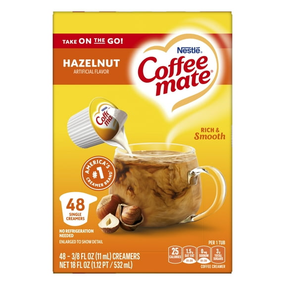 Coffee-mate Liquid Coffee-mate Hazelnut Tubs, 48 CT, 0.375 oz Each