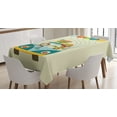 thumbnail image 1 of Birthday Decorations for Kids Tablecloth, Blue Hippie Bus with Monkeys Giraffes Balloons Surprise Box, Rectangular Table Cover for Dining Room Kitchen, 52 X 70 Inches, Multicolor, by Ambesonne, 1 of 3