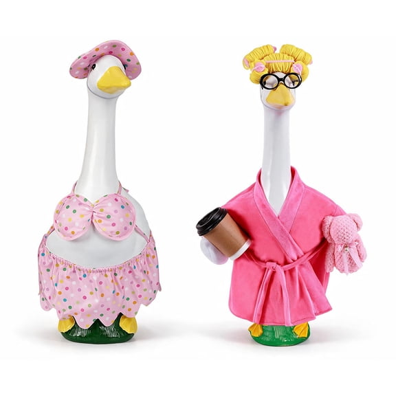 2 Set Porch Goose Outfits, Bikini Porch Goose Outfit and Bathrobe Porch Goose Statue Costume,l,Cute Goose Clothes for 23-Inch Cement or Plastic Statue,Lawn Yard Garden Patio Decor