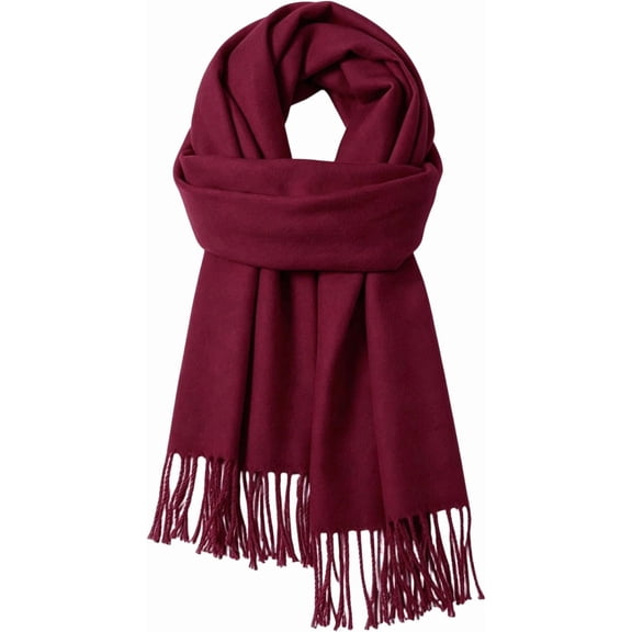 Winter Warm Scarf for Women Tassel Shawl Wrap Lightweight Solid Color Scarf