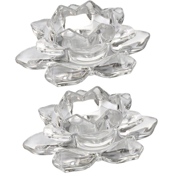 Soporte De Velas De Cristal Flor De Loto Transparente Portavelas De Diseño Elegante para Decoración De Escritorio Y Centro De Mesa En Hogar Y Restaurante