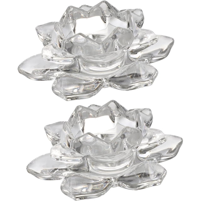 Soporte De Velas De Cristal Flor De Loto Transparente Portavelas De Diseño Elegante para Decoración De Escritorio Y Centro De Mesa En Hogar Y Restaurante