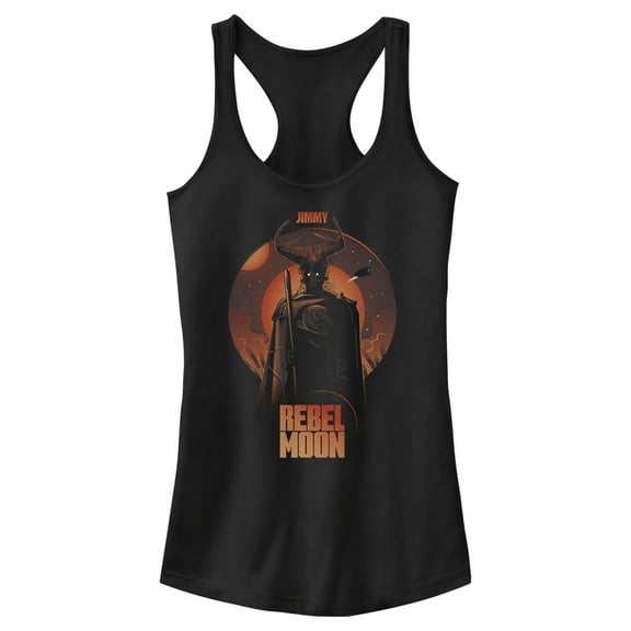 Junior's Rebel Moon Jimmy Warrior Portrait  Racerback Tank Top Black Small