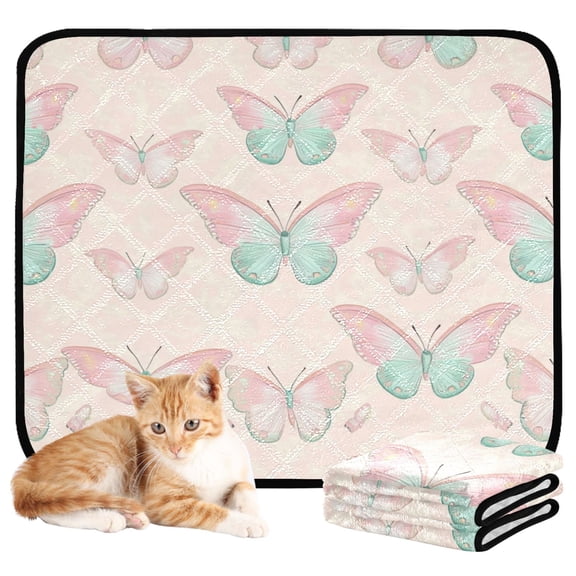 Washable Pet Pee Pads with Super Absorbent Reusable Training Pads for Dogs & Cats Pink Butterfly