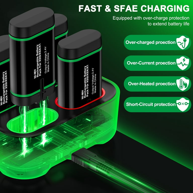 ESYWEN Charger for Xbox Rechargeable Battery Pack, 4 X ESYWEN Charger for Xbox Rechargeable Battery Pack, 4 X