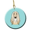 thumbnail image 1 of Checkerboard Blue Afghan Hound Ceramic Ornament, 2.81 In., 1 of 1