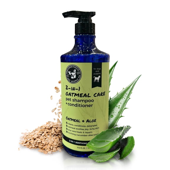 Precious Tails 2 in 1 Pet Shampoo and Conditioner with Oatmeal Aloe Vera Cucumber 1000ml