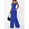 thumbnail image 3 of PRETTYGARDEN Womens Trendy Strapless Rompers Ruched Tube Top Wide Leg One Piece Jumpsuits Beach Vacation Summer Outfits, 3 of 7