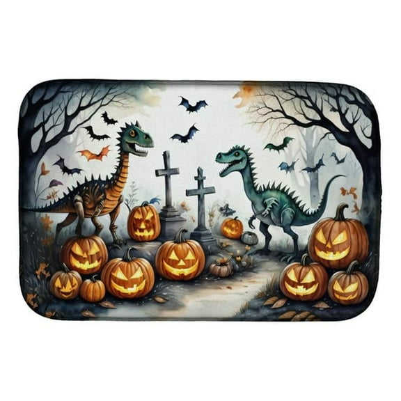 21 x 14 in. Unisex Dinosaurs Spooky Halloween Dish Drying Mat