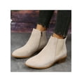 thumbnail image 6 of Frontwalk Ladies Winter Boot Comfort Chelsea Boots Casual Ankle Booties Work Fashion Block Heels Bootie Womens Side Zip Ivory White 7.5, 6 of 9