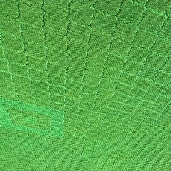 Ahgly Company Machine Washable Indoor Square Transitional Neon Green Area Rugs, 8' Square