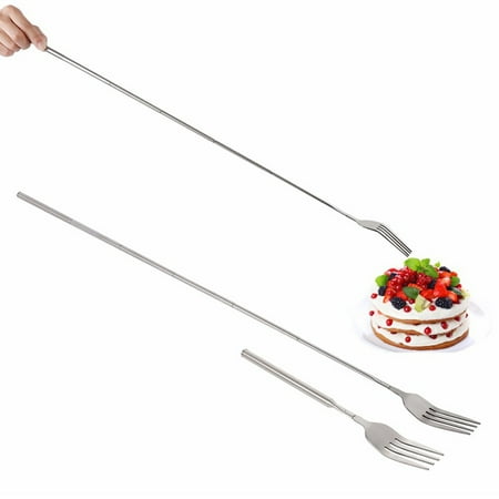 

Silver Stainless Extendable Fork Dinner Fruit Dessert Long Cutlery Meat Fork