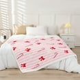 thumbnail image 2 of Red Bow Flannel Blanket,Sweet Cherry Tropical Fruits Kawaii Fleece Blanket for Room Decor,Cartoon Princess Style Romantic Starry Throw Blanket for Sofa Couch,Throw 50"x60", 2 of 5
