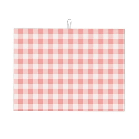 

Dish Drying Mat White Pink Plaid Highly Absorbent Microfiber Drying Mat Kitchen Counter or Sink Drawer Liner 18x24 Kitchen Drying Mat Coffee Mat Kitchen Essentials