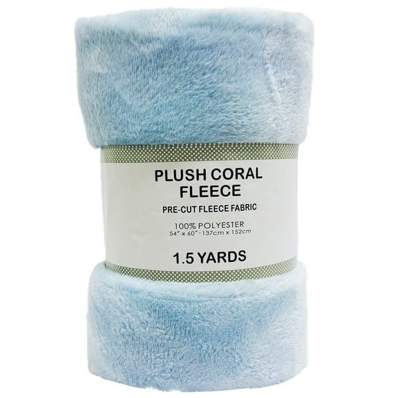 Shason Textile 1.5 Yard Cut Plush Coral Fleece Fabric, Light Blue, 54" Wide for Sewing & Crafts
