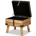 thumbnail image 3 of Baxton Studio Amena Rustic Transitional Dark Brown PU Leather Upholstered and Oak Finished Wood Small Storage Ottoman, 3 of 11