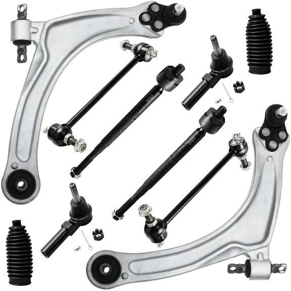 Detroit Axle - 10pc Front End Kit for 2006 2007 2011 Chevy HHR 2005 Cobalt, 2 Lower Control Arms with Ball Joint 4 Inner Outer Tie Rods 2 Sway Bars 2 Boots Replacement