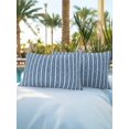 thumbnail image 4 of Outdoor Pillows Waterproof, Blue Botanical Throw Pillows with Inserts Included, Farmhouse Modern Striped Leaf Indoor Outdoor Decorative Lumbar Pillow for Bed/Couch/Patio 12"x20", 2Pcs, 4 of 8