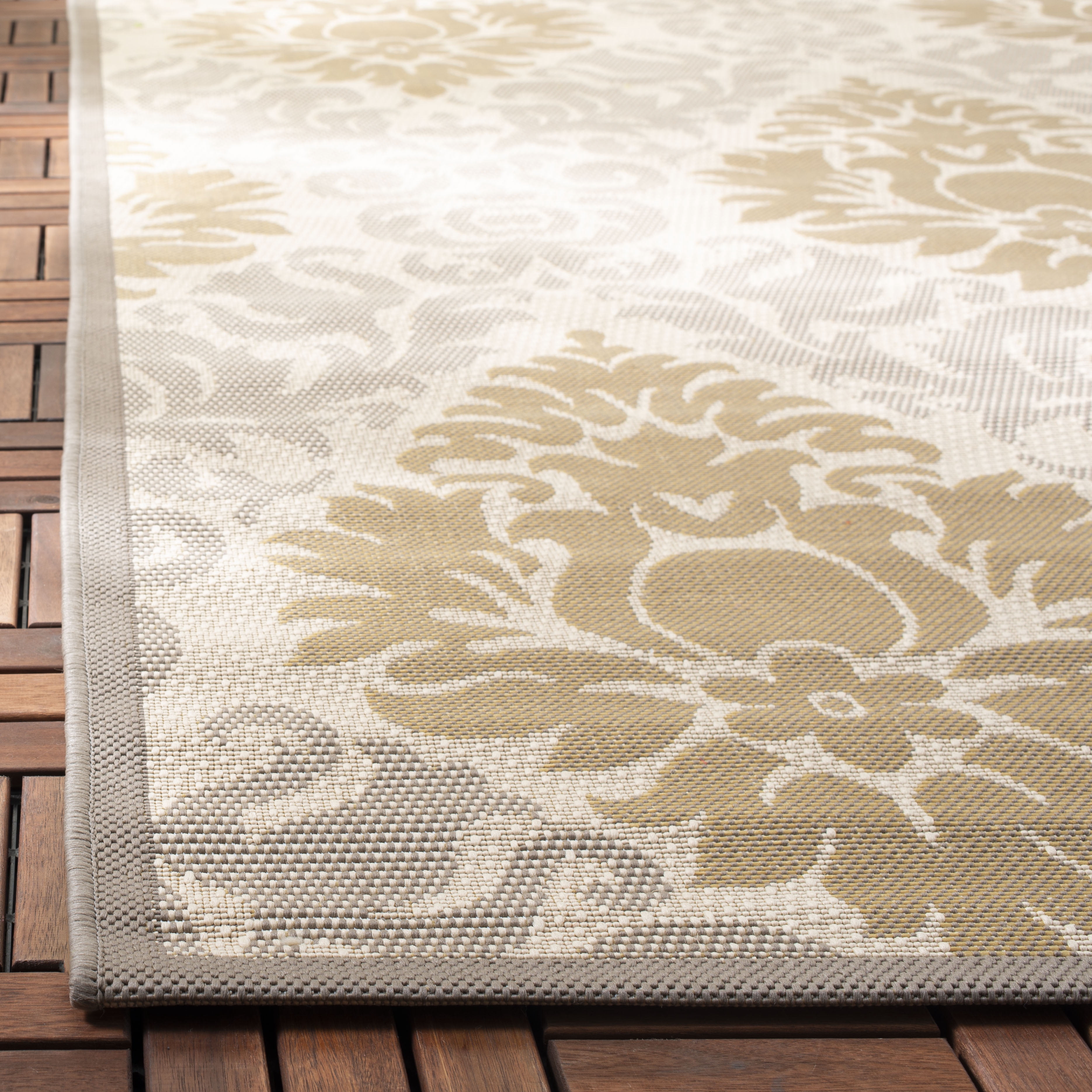 Safavieh Courtyard Jennifer Damask Indoor/Outdoor Area Rug, Dark Beige/Beige, 6'7" x 9'6"