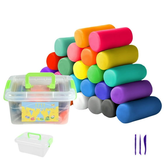 Grain-Flour Modeling Clay Set – Storage Bucket, Air-Dry Craft Clay, No-Bake, 24-Piece Assortment, Rehydratable After Drying, For Ages 3 