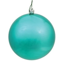 Vickerman  6 in. Teal Shiny Ball Christmas Ornament - 4 Per Bag