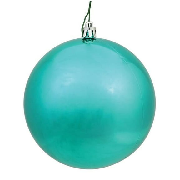 Vickerman  6 in. Teal Shiny Ball Christmas Ornament - 4 Per Bag