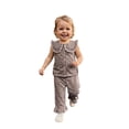 thumbnail image 3 of Mercatoo Toddler Girls Cute Clothes Sets Baby Girl Sweet Casual Summer Outfits Plaid Tank Tops Matching Ruffl1 He1 Wide Leg Pants Set, 3 of 8