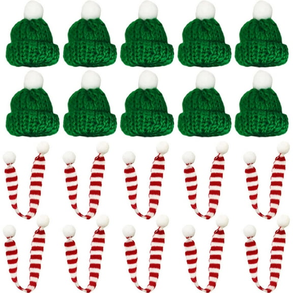 UPKOCH 20pcs Small Hats For Crafts Green Kitted Wool Decorative Items Roommate Banquet