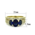 thumbnail image 2 of 14K Gold Plated Women's Oval Cut Blue Montana AAA Cz Wedding Ring Set Size 8, 2 of 5