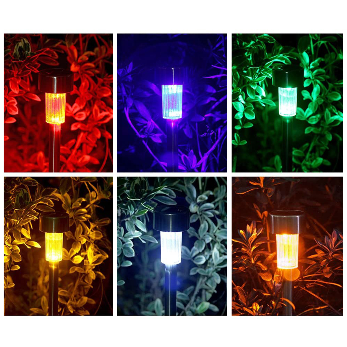 GIGALUMI Solar Lights, Outdoor LED Path Light Stainless Steel-12 Pack (Multi-Color) - image 4 of 6