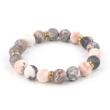 Designice Beaded Bracelet,Pink Zebra Matte Finish with Guardian Star,Handmade Fashion Jewelry