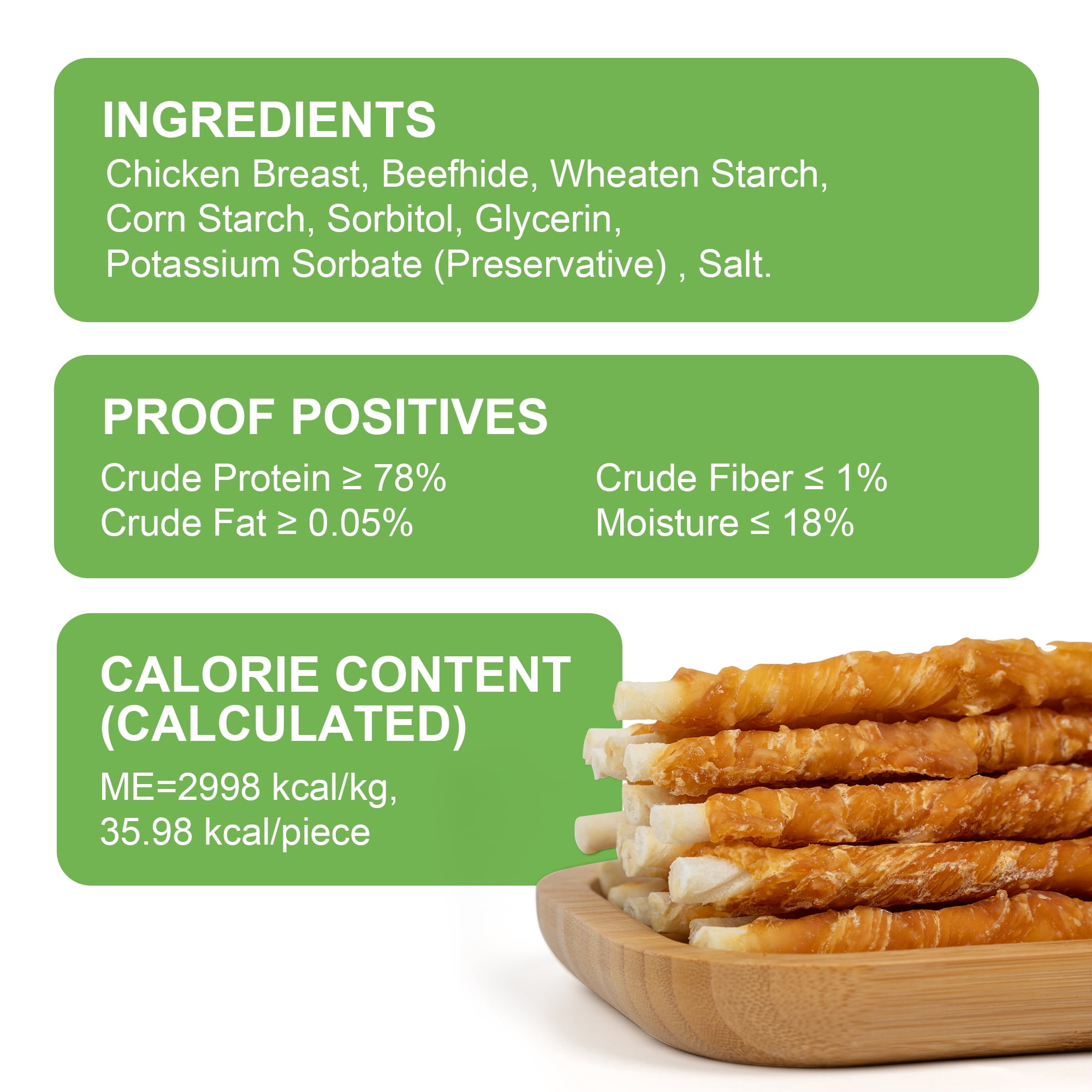 MON2SUN Dog Treats, 5 inch Rawhide Twist Chicken Hide Sticks, Suitable for Puppy and Small Dogs, 14 oz