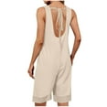 thumbnail image 6 of biudgviw Pajama Jumpsuits for Women Square Neck Strap Tank Top Sleep Shorts Rompers One Piece Loose Fit Wide Leg Pj Sets with Pockets, 6 of 6