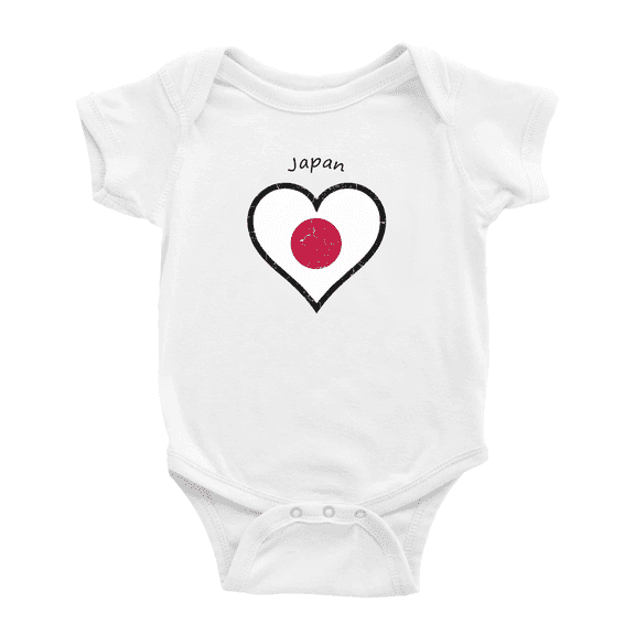 Japan Flag Heart Love Cute Baby Bodysuit Boy Girl Clothes Baby Clothes