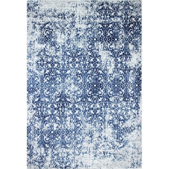 Bashian P141-GYBL-5X7.6-PS509 5 ft. 1 in. x 7 ft. 6 in. Positano Collection Transitional Polypropylene & Polyester Power Loom Area Rug, Grey & Blue