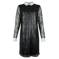 thumbnail image 4 of Women's Floral Metallic Lace Shift Shirt Dress Blk 6, 4 of 4