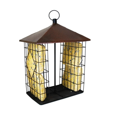 Wildlife Sciences Fly-Through Suet Cake Feeder - Holds 4 Cakes, Bronze, Metal, Outdoor