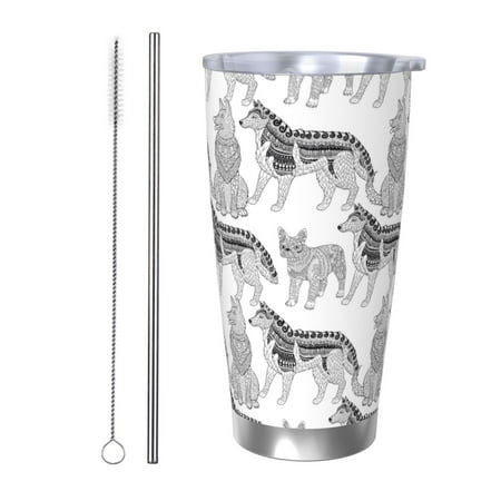 

Junzan German Shepherd Dog for 20oz Stainless Steel Insulated Car Cup with Spillproof Lid - Insulated Coffee Mug Thermal Cup-Straw Two-piece Set