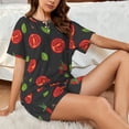 thumbnail image 4 of Fotbe Tomatoes1 Print Pajama Set for Women 2 Piece Loungewear Short Sleeve Tops and Shorts Set Soft Sleepwear-XX-Large, 4 of 7