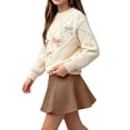 thumbnail image 2 of QTBIUQ Kids Girls Skirt Set Long Sleeve Knit Pullover Sweatshirt and Pleated Knit Skirt 2 Pieces Outfit Set, 2 of 5