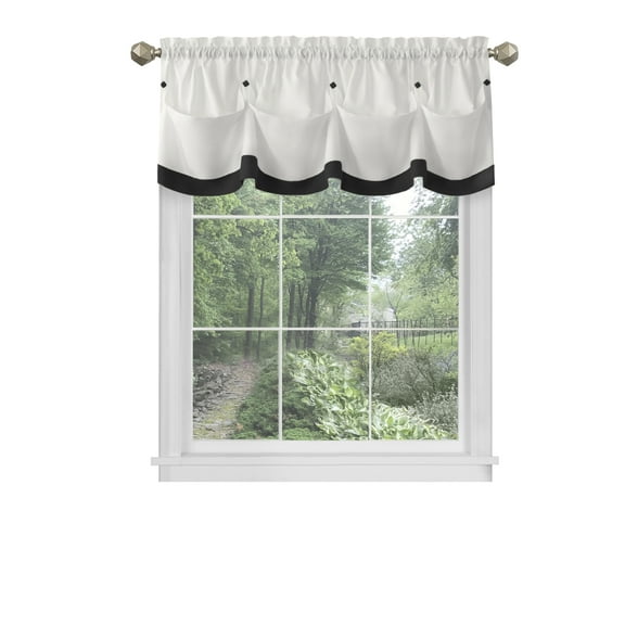 Achim Lana Indoor Polyester Light Filtering Solid Valance, Black, 58-in W x 14-in L