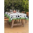 thumbnail image 3 of Outdoor Tablecloth with Umbrella Hole for Patio/Picnic/Party/Camping, Football Sport Waterproof Table Cloth Rectangle Table Cover Washable, Modern Grass Lawn Balls Gaming Black Lines (60"x 102"), 3 of 9