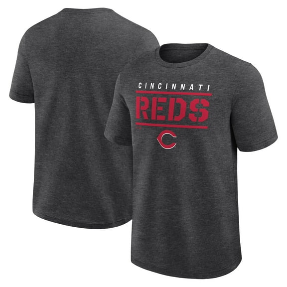 Men's Logo Athletic Heather Charcoal Cincinnati Reds Top Notch T-Shirt