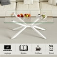 thumbnail image 2 of 39.37" Rectangular Tempered Glass Coffee Table with Metal Legs - Stylish & Durable for Living Room, 2 of 7