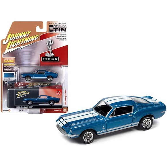 Johnny Lightning JLCT005-JLSP109B 1968 Ford Mustang Shelby GT-350 Acapulco Édition Limitée à 4540 Pièces 1 par 64 Modèle de Voiture à l'Échelle &44; Bleu Métallique